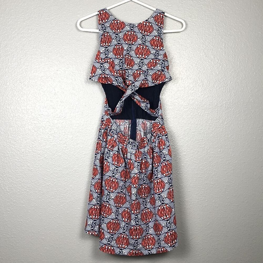 Zara Trafaluc Size 5 Geometric Print Crossover Cut Outs Summer Sun Dress Preppy